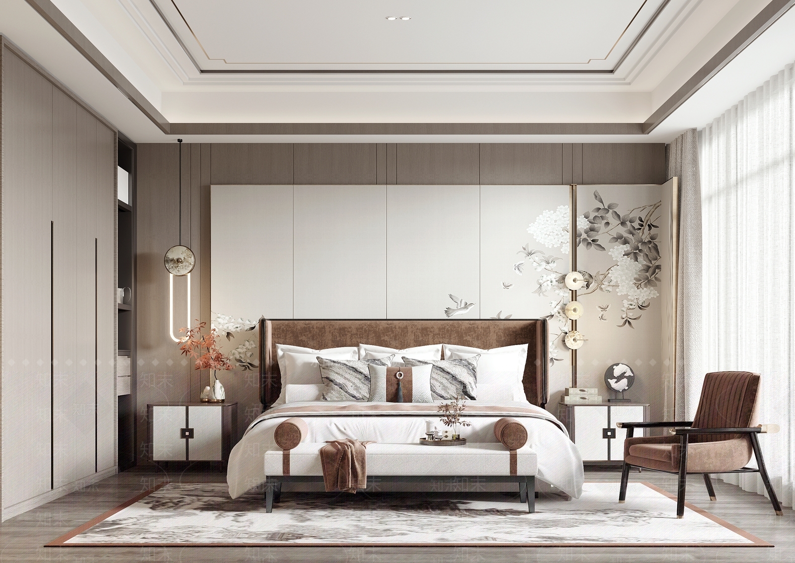 新中式卧室3D模型下载【ID:1140900538】