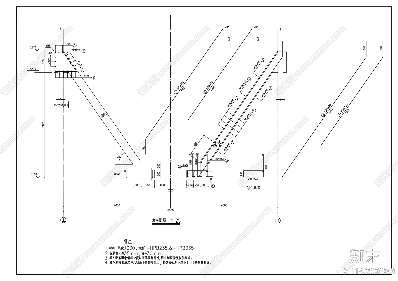 8m砼筒仓建筑cad施工图下载【ID:1140908958】