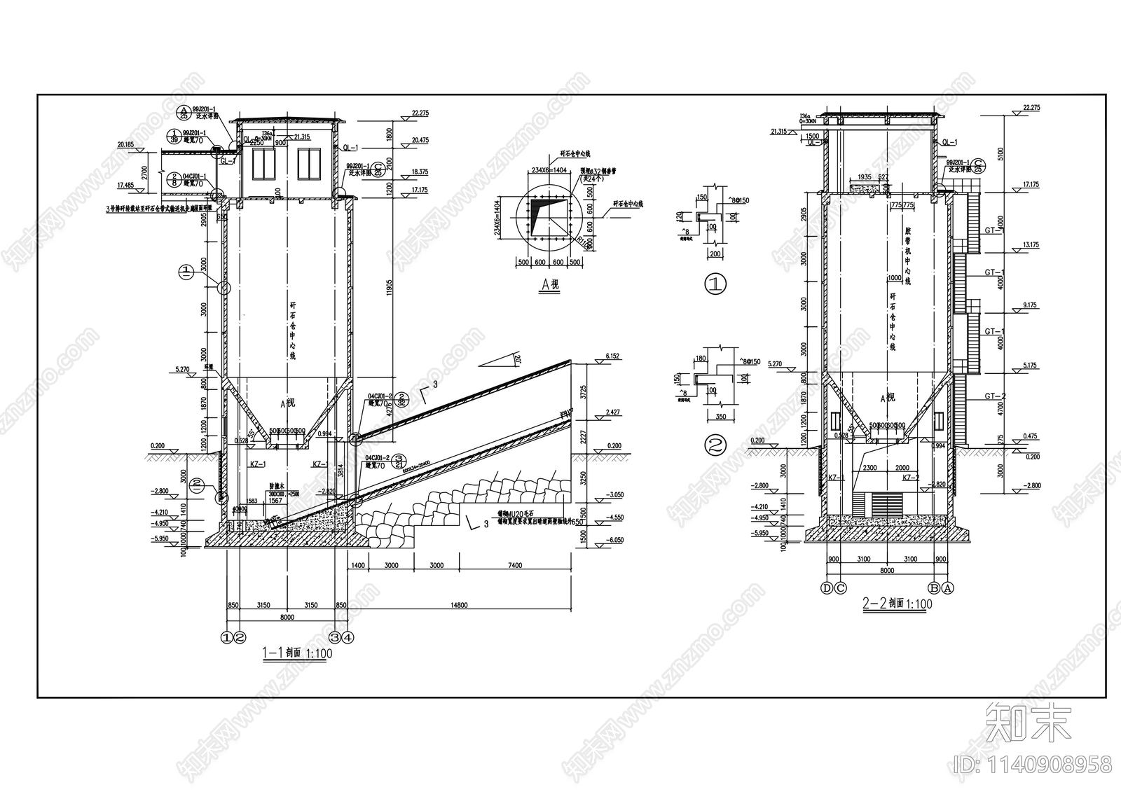 8m砼筒仓建筑cad施工图下载【ID:1140908958】