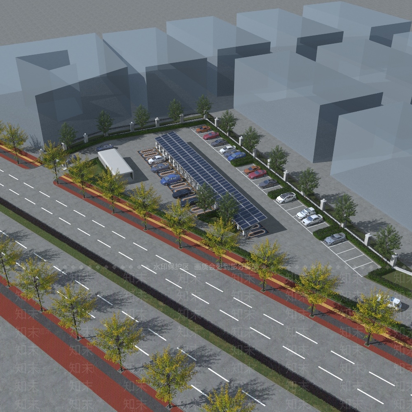 现代光伏充电停车场3D模型下载【ID:1140909171】