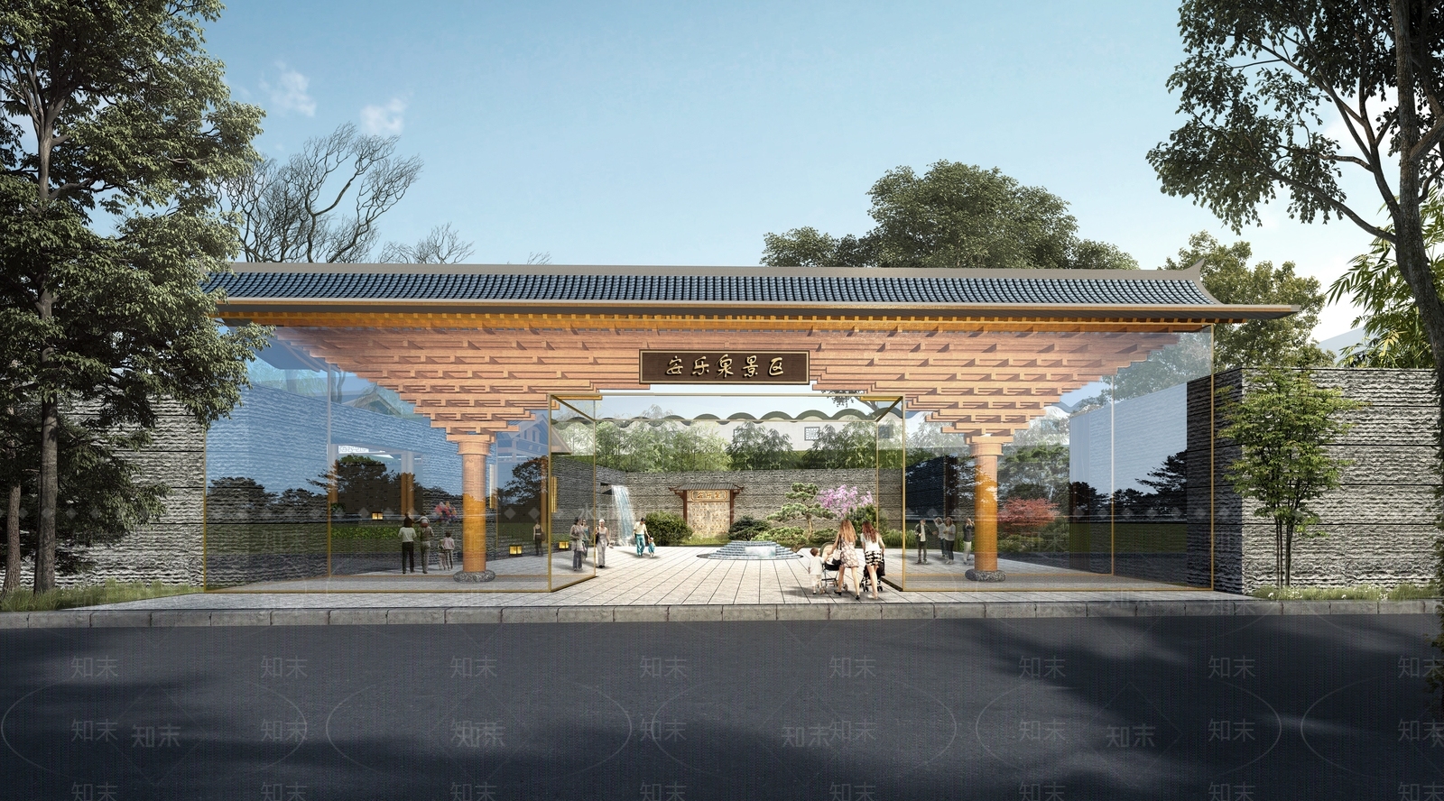 新中式文化公园SU模型下载【ID:1141199499】