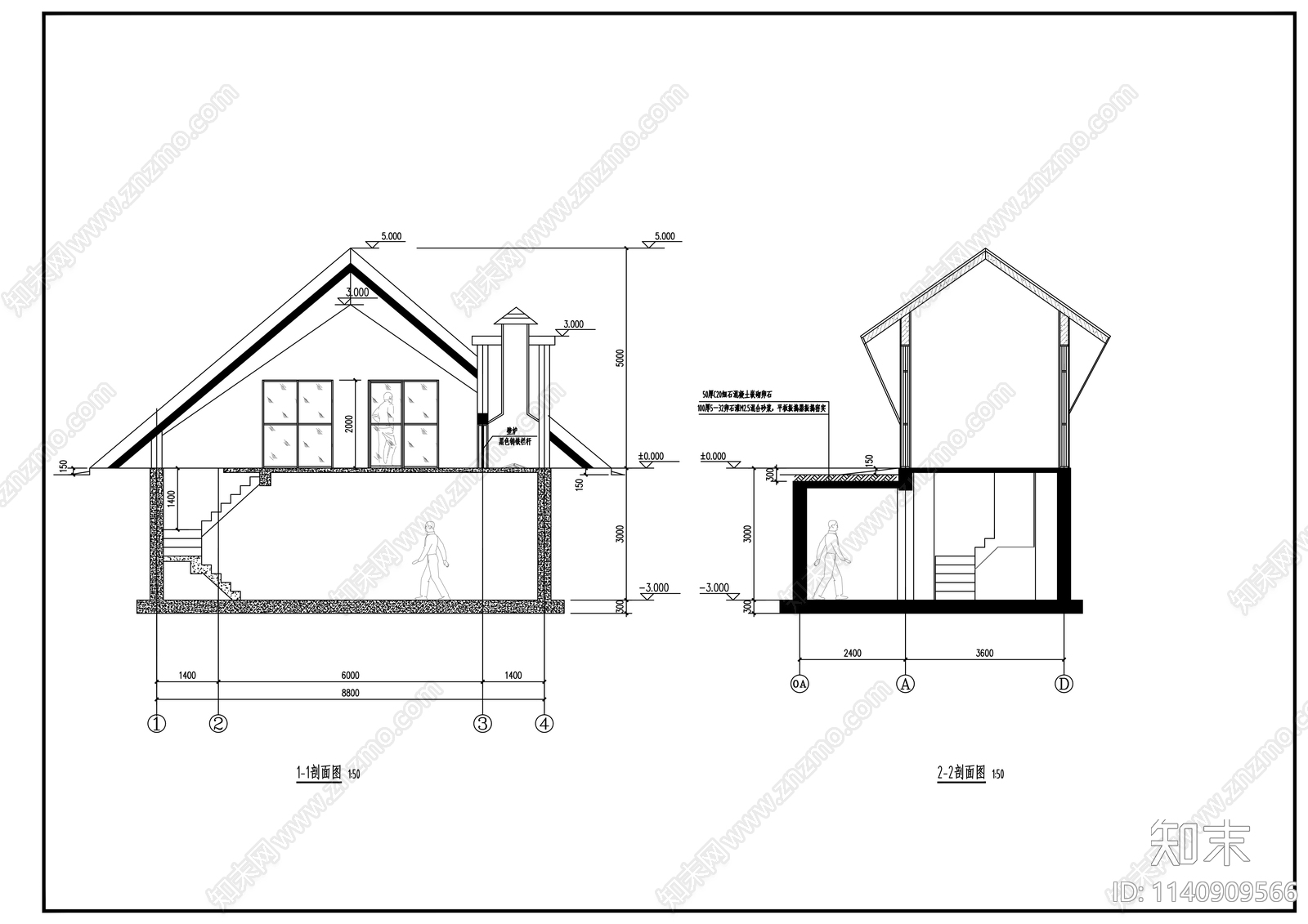 某别墅区景观房建筑cad施工图下载【ID:1140909566】