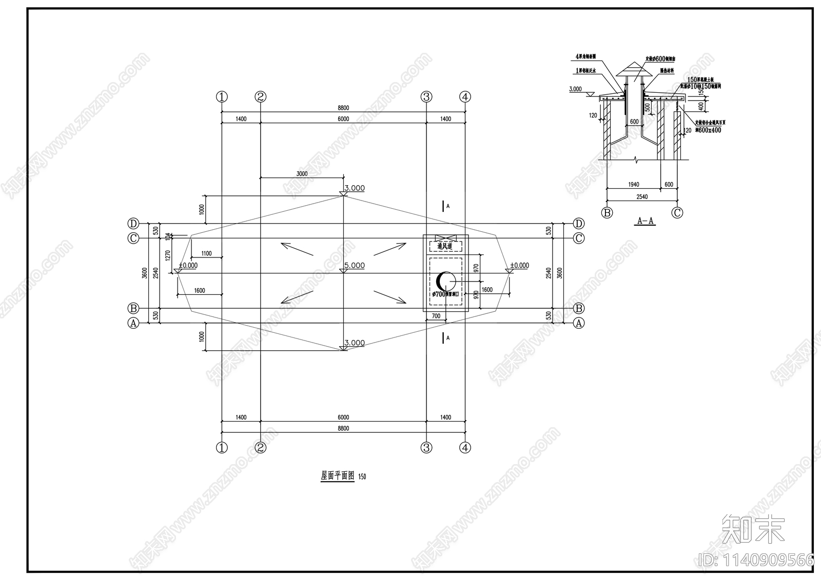 某别墅区景观房建筑cad施工图下载【ID:1140909566】