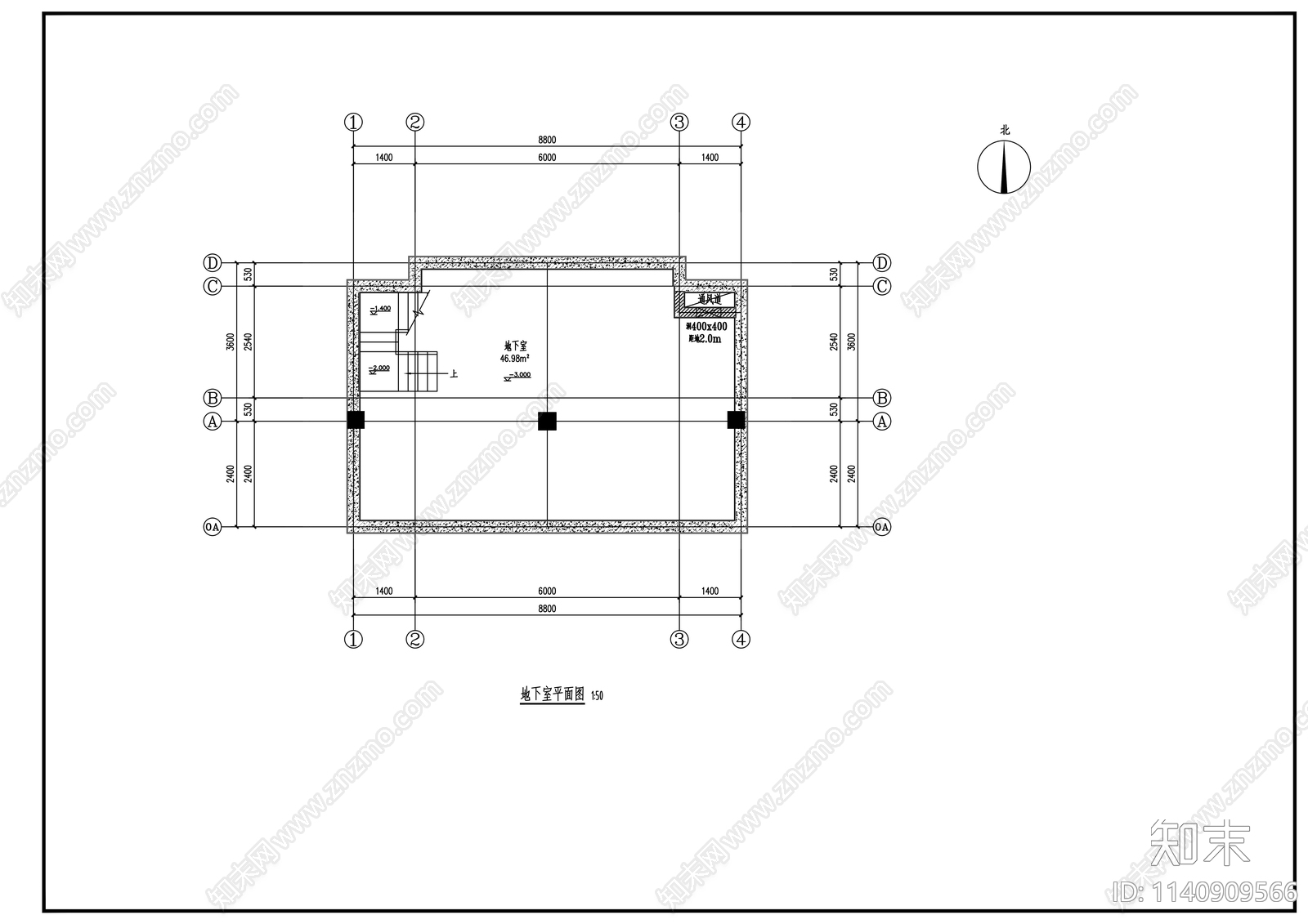 某别墅区景观房建筑cad施工图下载【ID:1140909566】