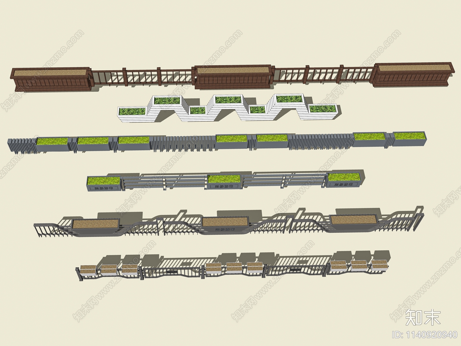 现代花箱栏杆SU模型下载【ID:1140920940】