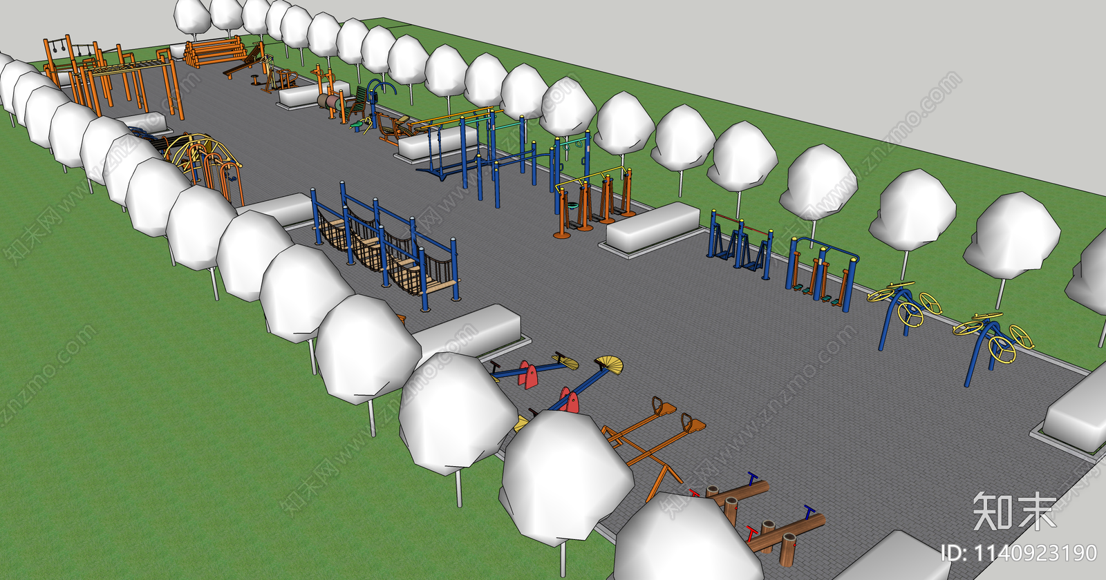 室外运动健身器材SU模型下载【ID:1140923190】