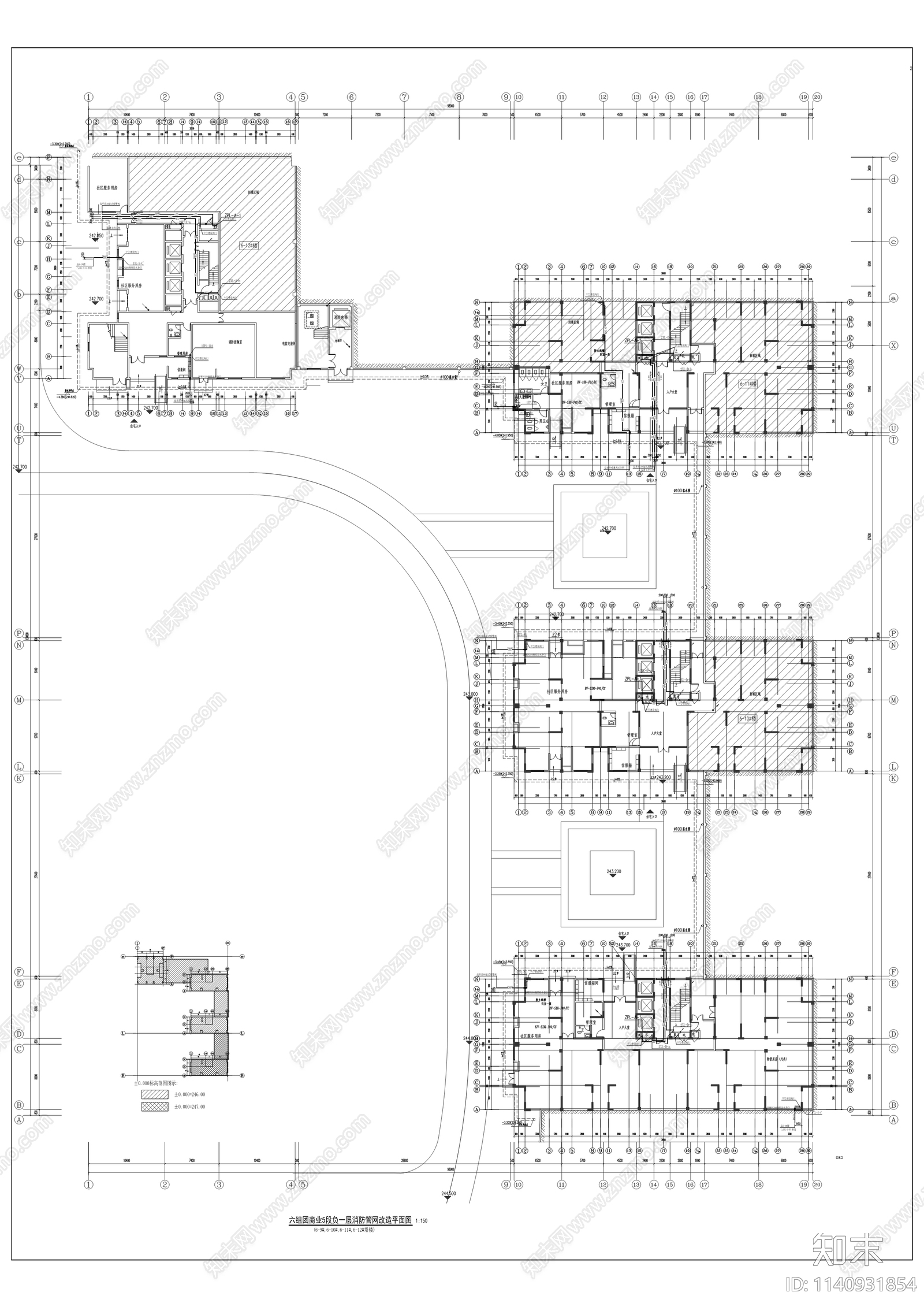 城南家园室内栓喷淋消防管网维修工程cad施工图下载【ID:1140931854】