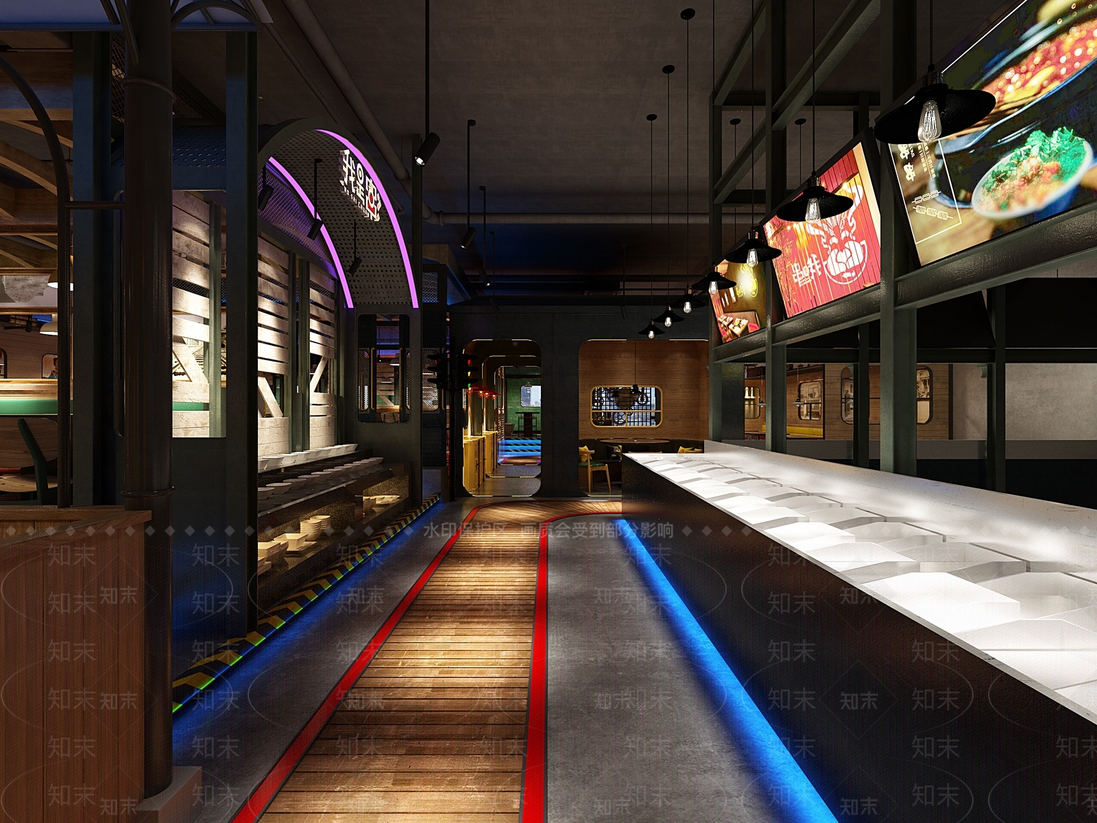 工业风火车主题火锅店3D模型下载【ID:1140932529】