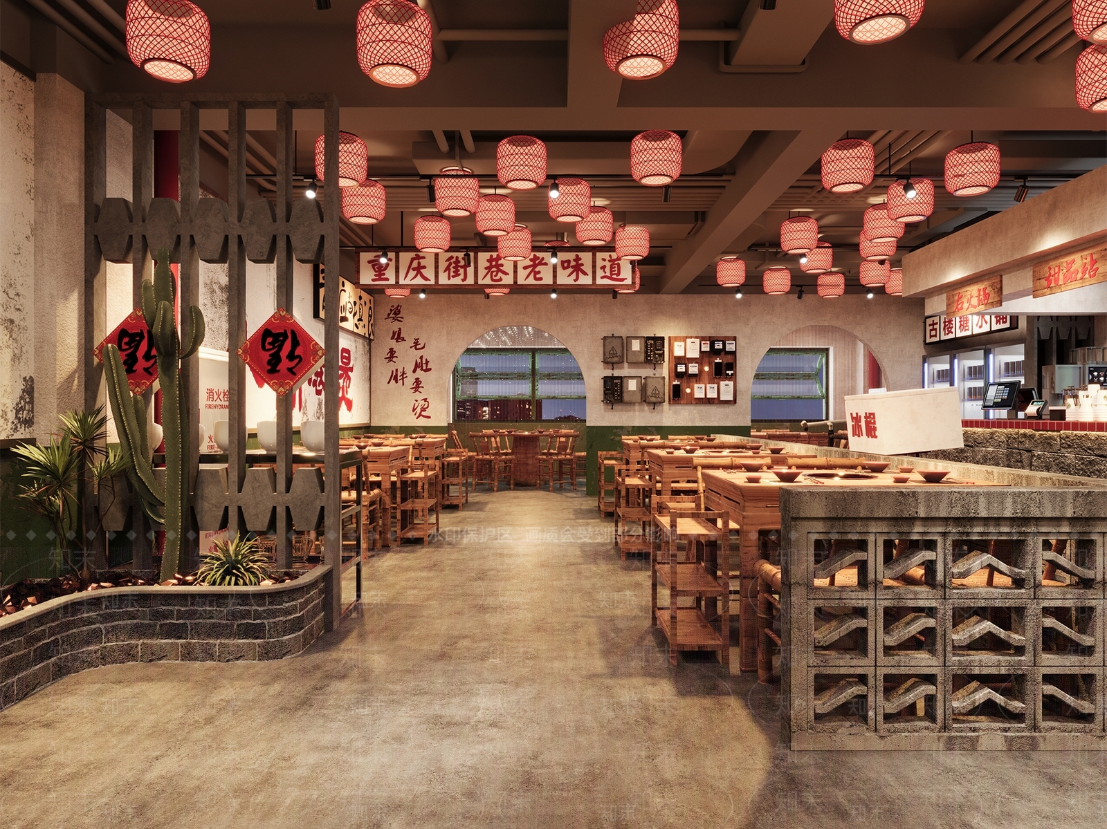工业风怀旧复古火锅店3D模型下载【ID:1140933119】