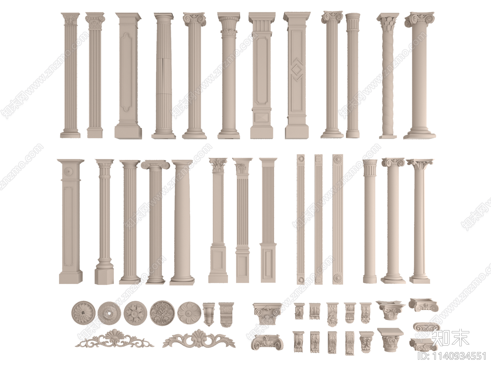 简欧罗马柱3D模型下载【ID:1140934551】