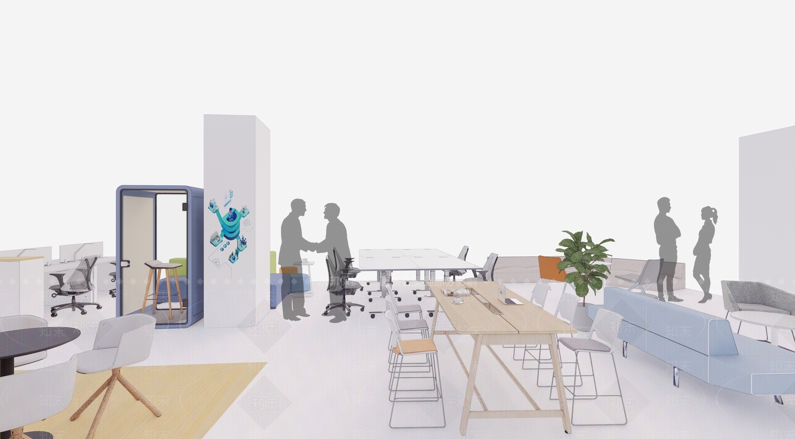 现代办公家具组合SU模型下载【ID:1140935840】