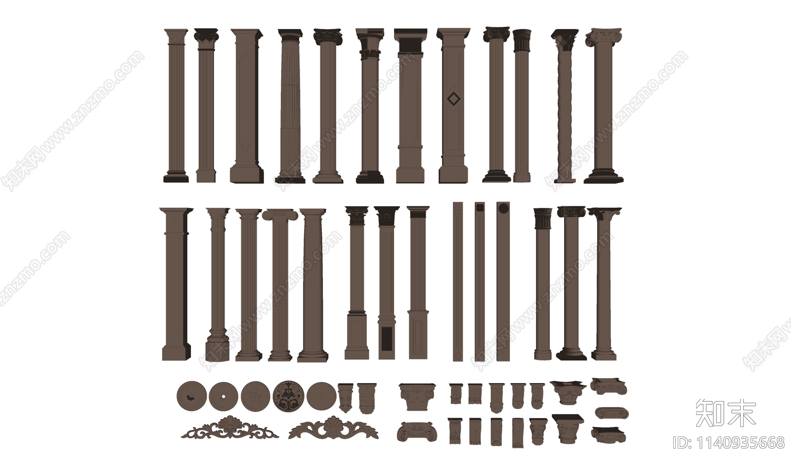 简欧罗马柱SU模型下载【ID:1140935668】