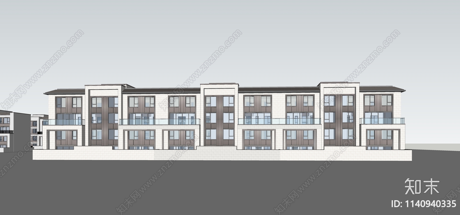 现代商墅联排SU模型下载【ID:1140940335】