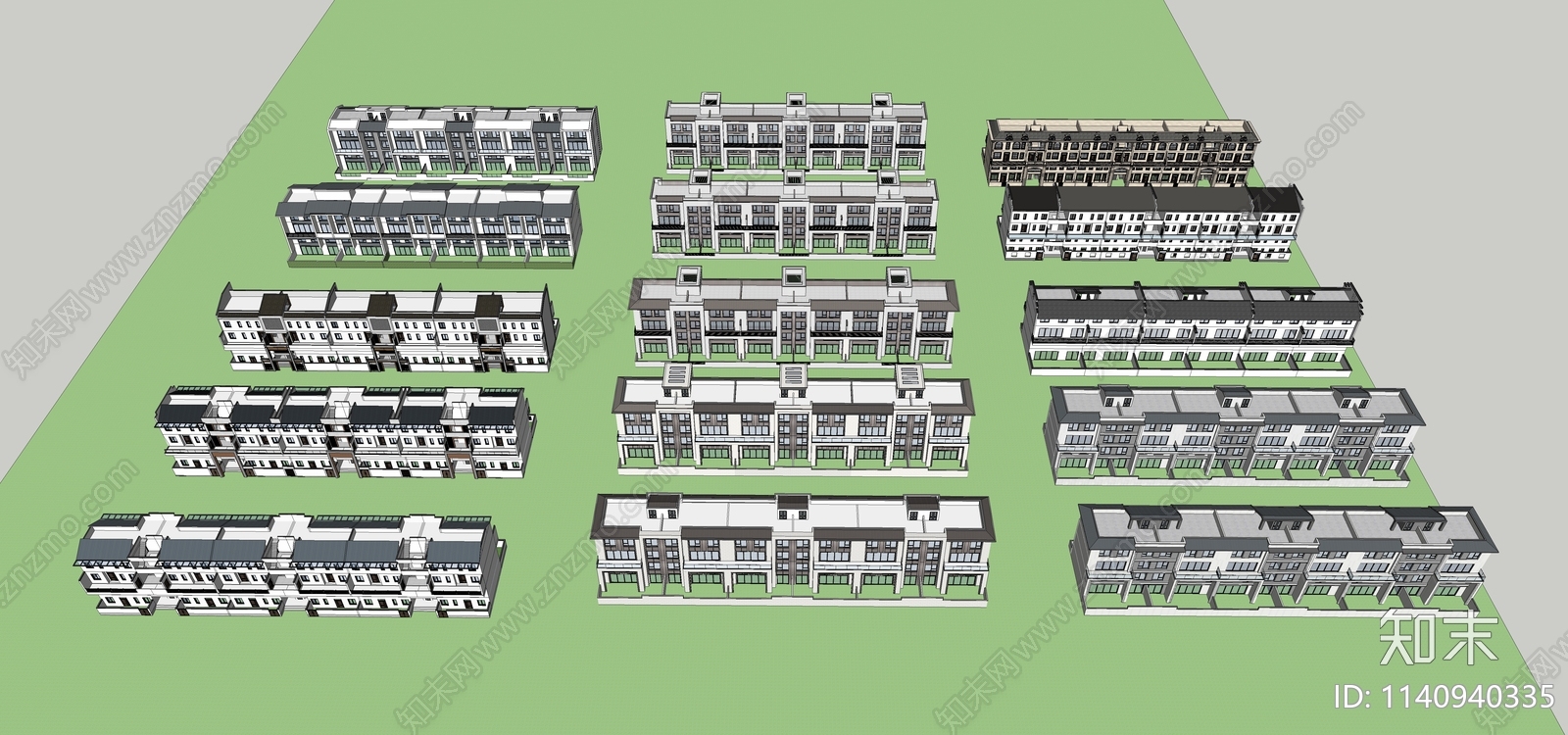 现代商墅联排SU模型下载【ID:1140940335】