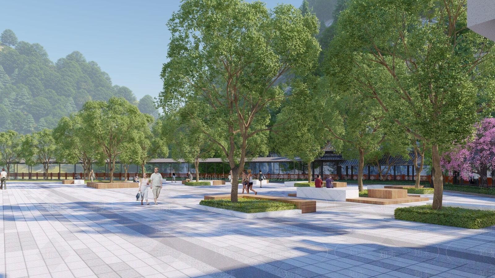 现代乡村广场景观SU模型下载【ID:1140948205】