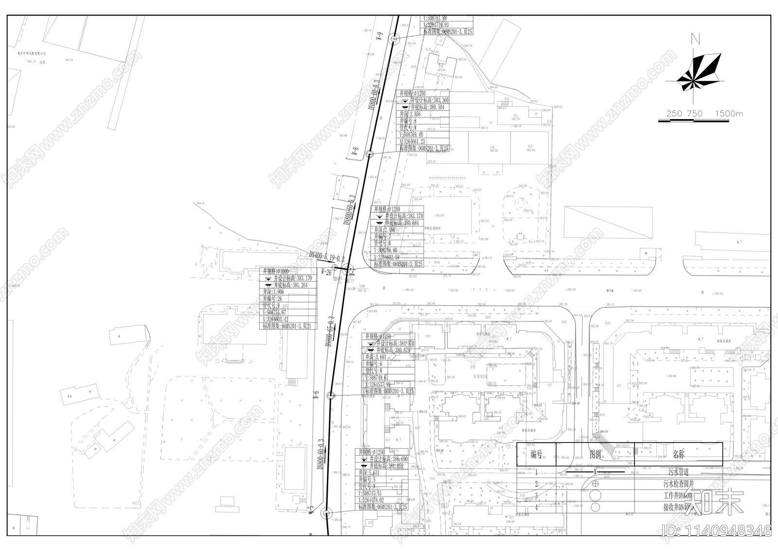 九建路宏泽水务至大邮路污水管网工程cad施工图下载【ID:1140948346】