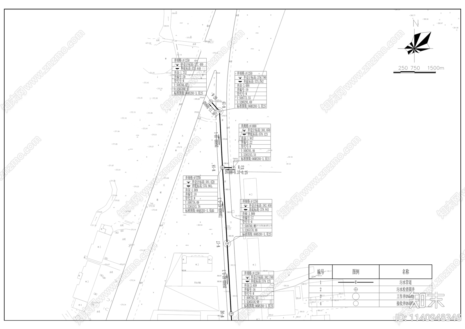 九建路宏泽水务至大邮路污水管网工程cad施工图下载【ID:1140948346】