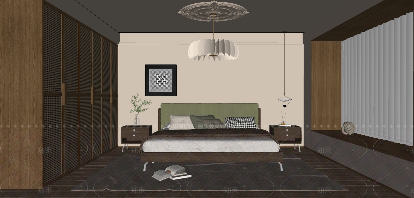 侘寂家居卧室SU模型下载【ID:1215945357】