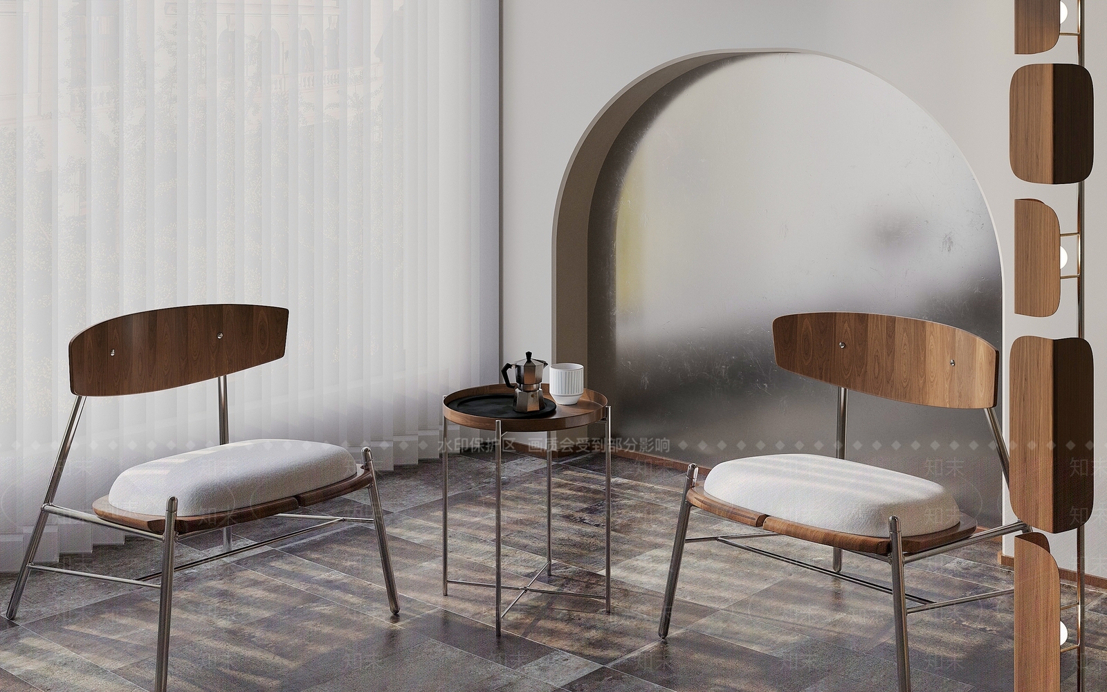 现代休闲椅边几组合3D模型下载【ID:1140954842】