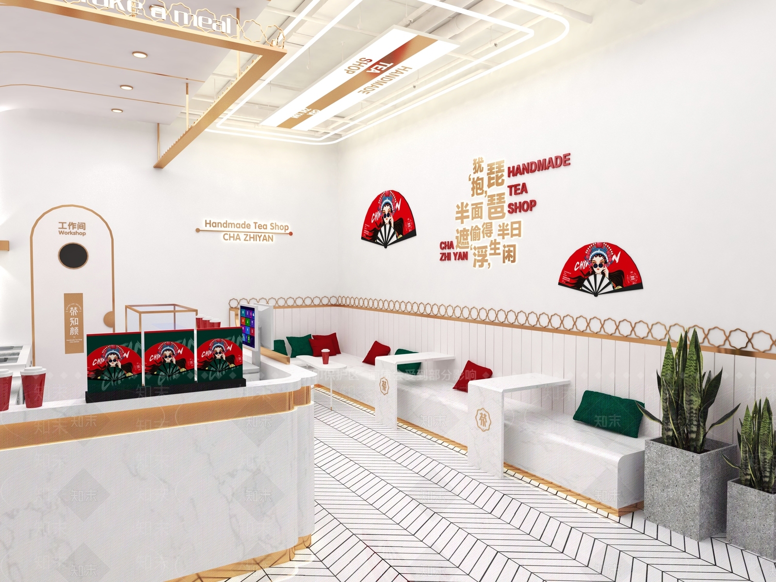 现代奶茶店咖啡店SU模型下载【ID:1141325079】