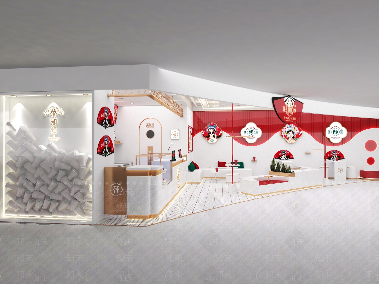 现代奶茶店咖啡店SU模型下载【ID:1141325006】