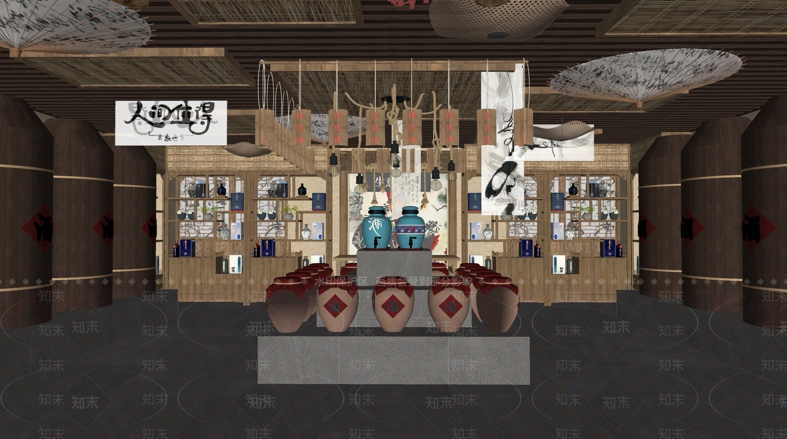 新中式酒馆SU模型下载【ID:1140960489】