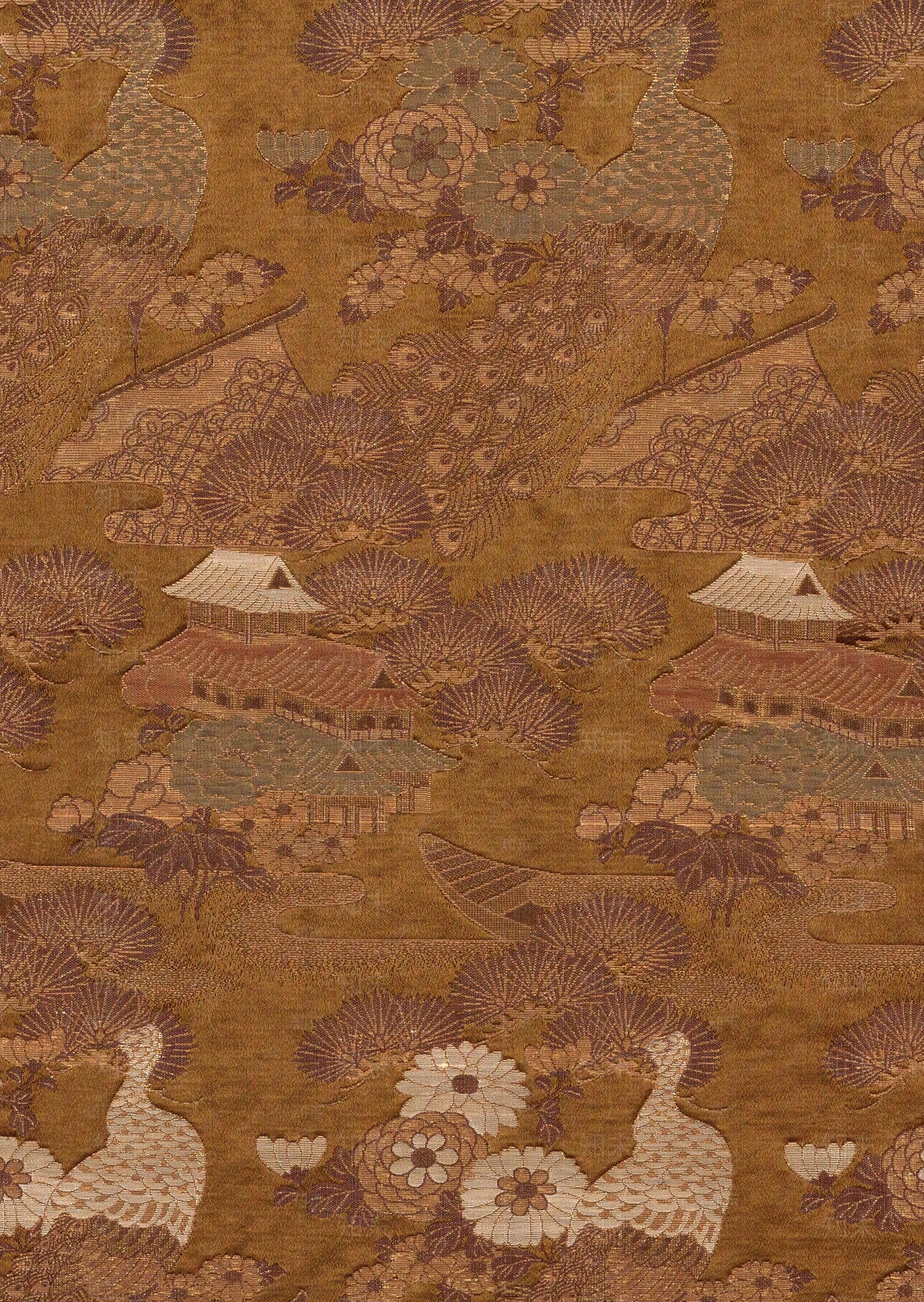 日式黄棕色墙布贴图下载【ID:1140965936】