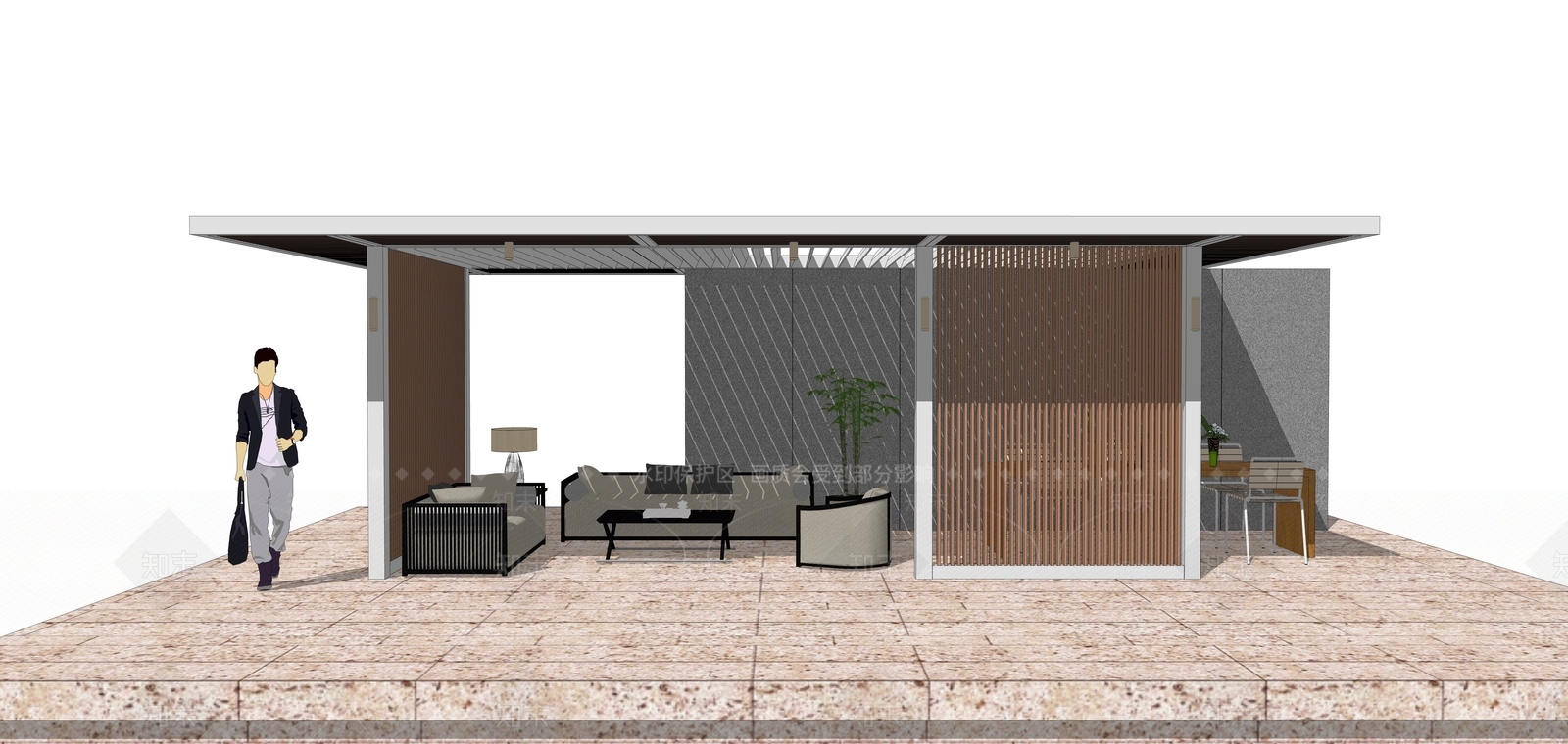 现代风格亭子SU模型下载【ID:1140966483】