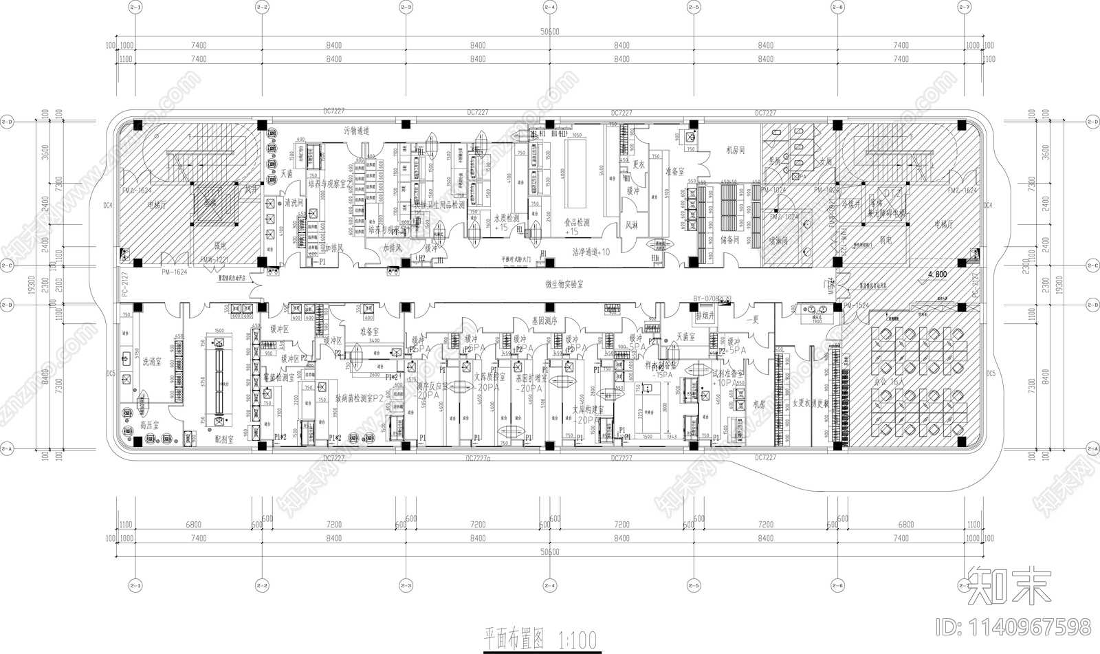 GMP实验室PCR实验室装修cad施工图下载【ID:1140967598】