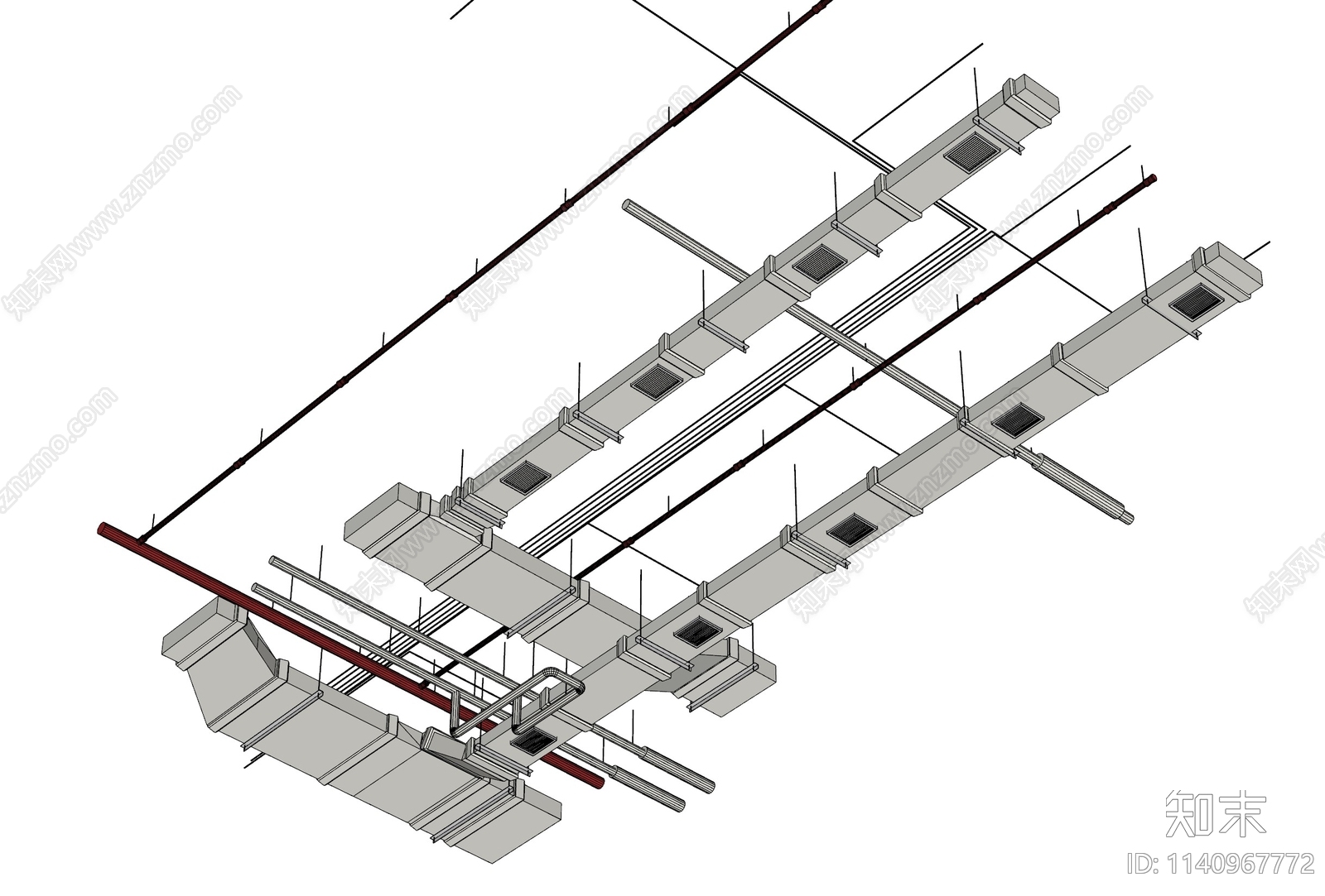 现代通风管道吊顶SU模型下载【ID:1140967772】