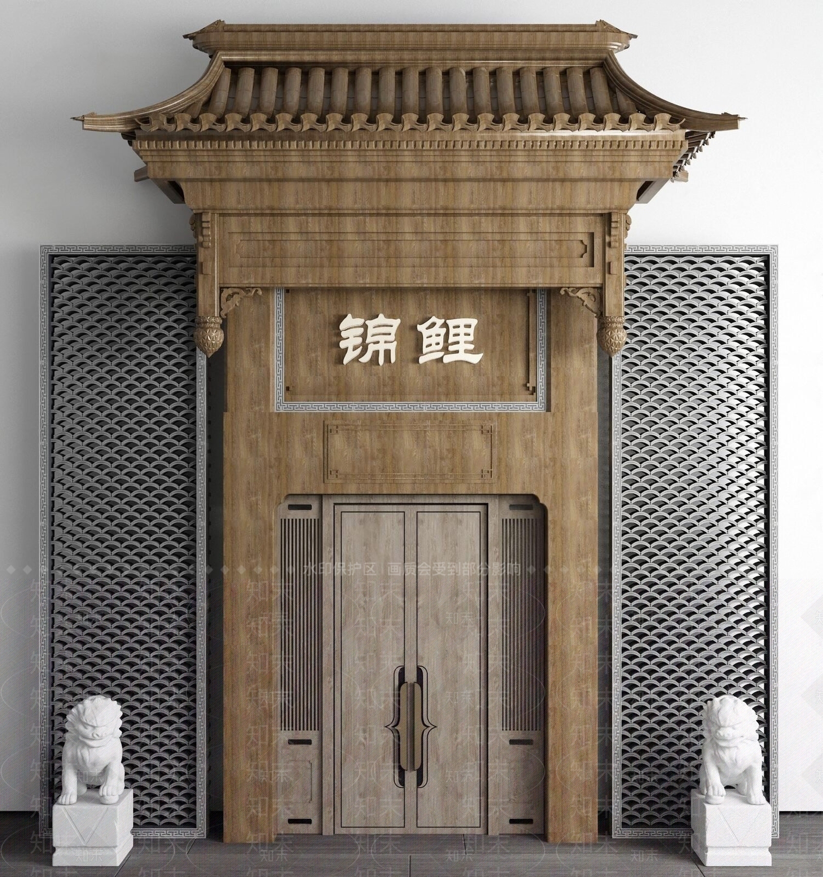 新中式徽派建筑门头屋檐SU模型下载【ID:1140968475】_知末su模型网