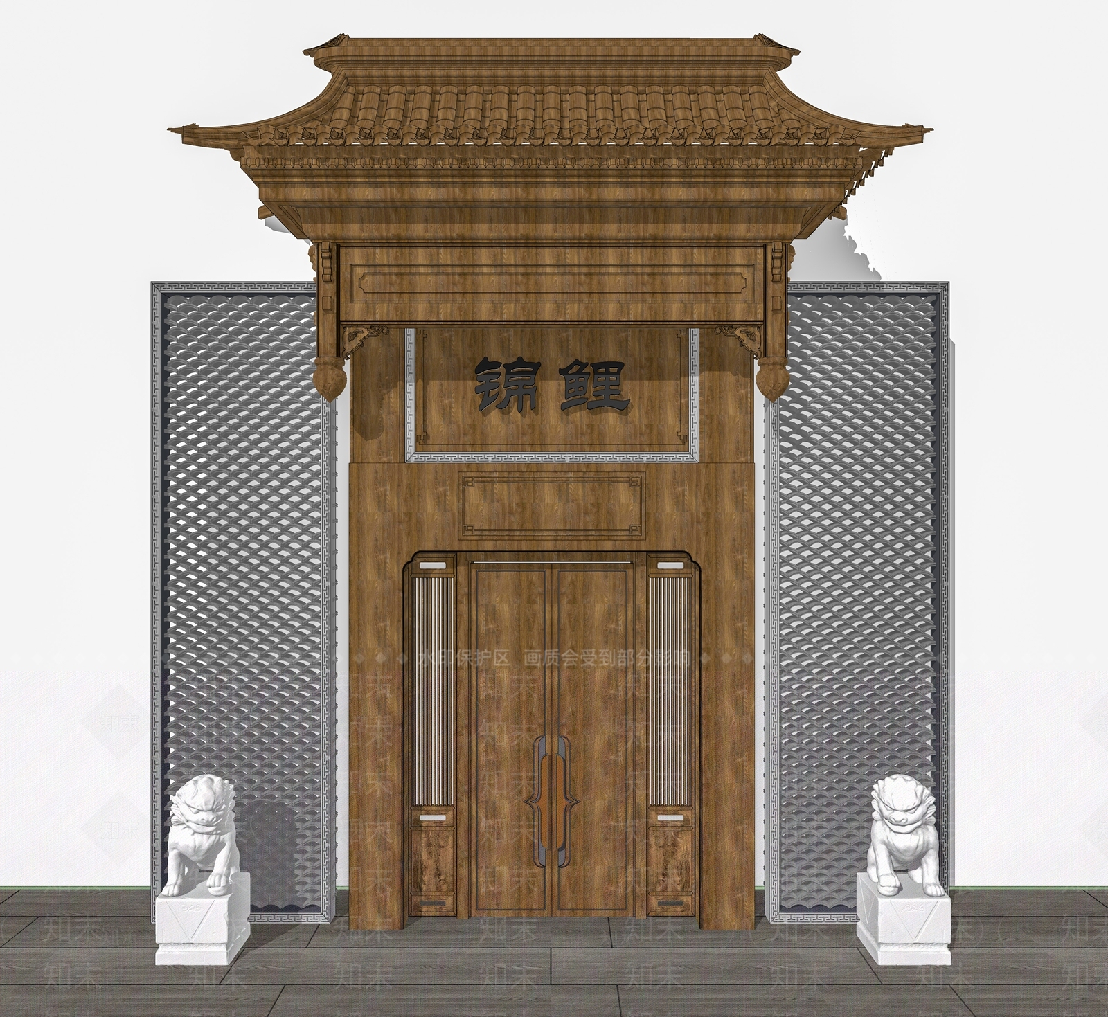 新中式徽派建筑门头屋檐SU模型下载【ID:1140968475】_知末su模型网