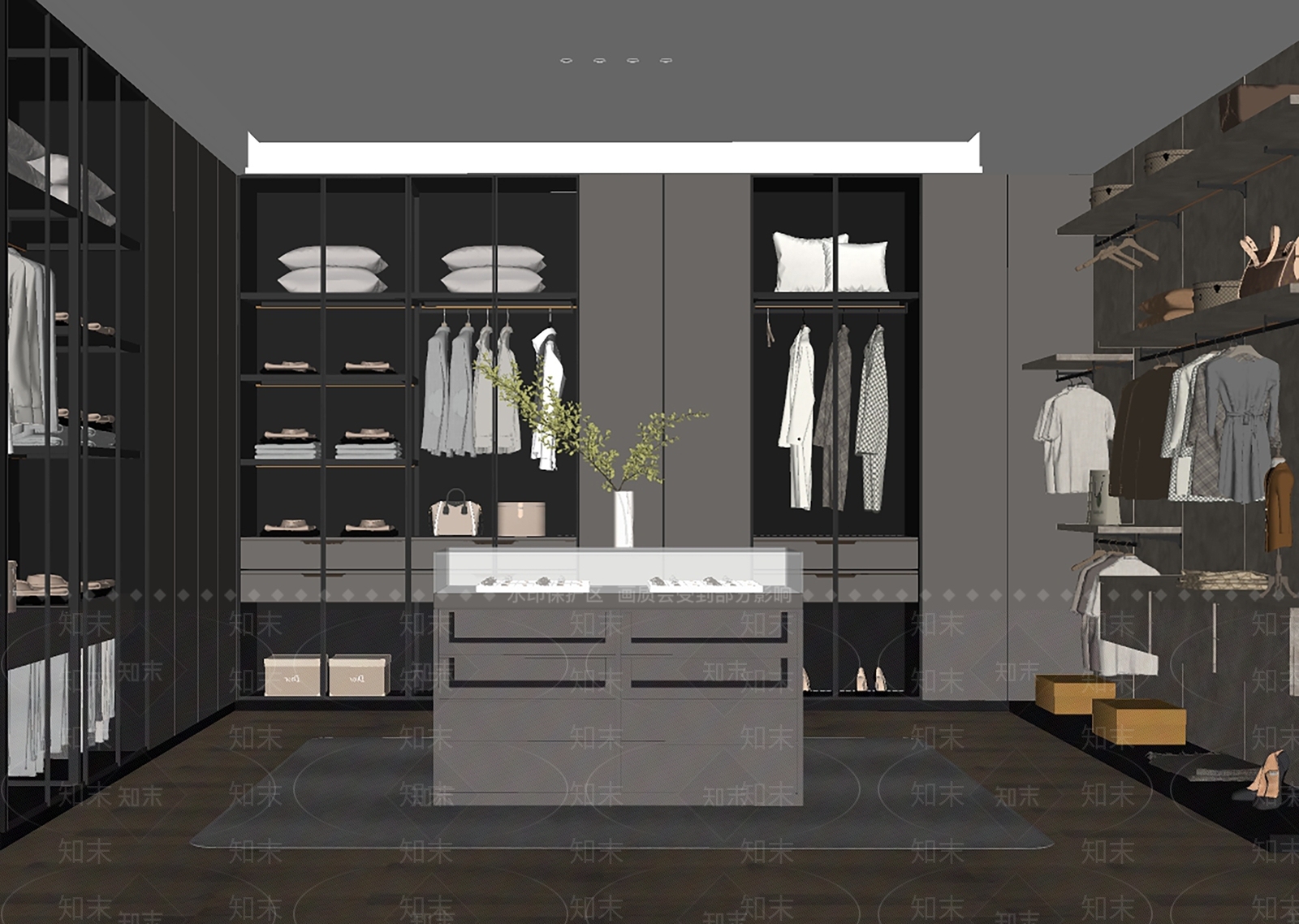 现代衣帽间SU模型下载【ID:1140974268】
