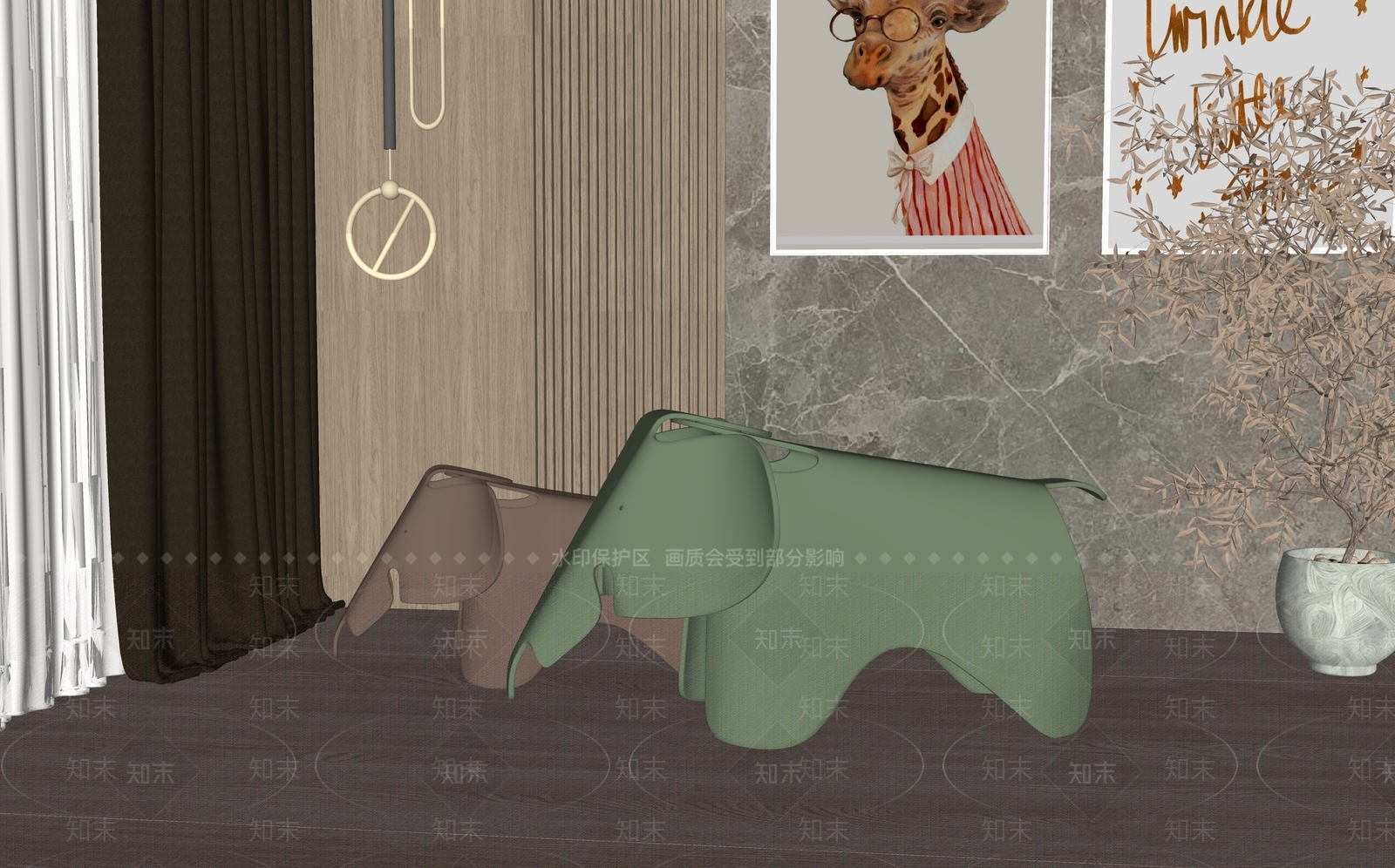 现代儿童椅组合SU模型下载【ID:1140974540】