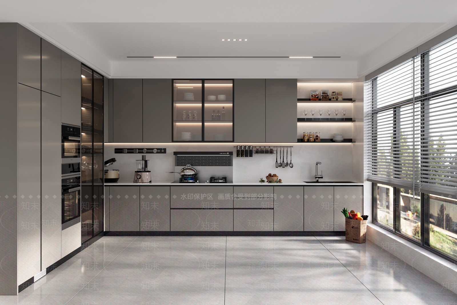 现代厨房橱柜组合3D模型下载【ID:1140974833】