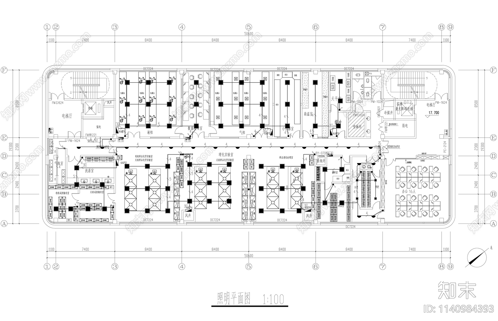 检测中心实验室室内装修cad施工图下载【ID:1140984393】