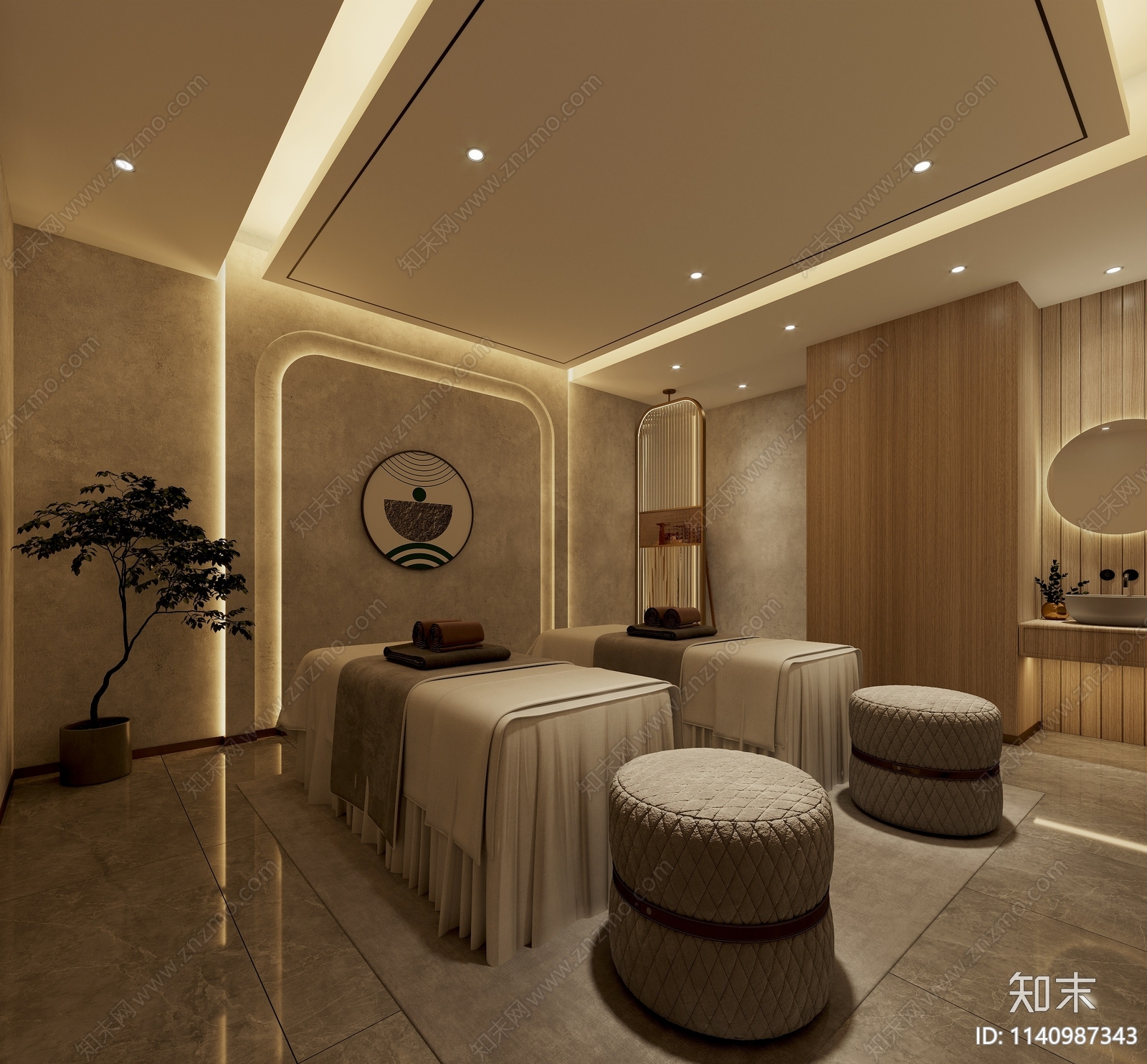 侘寂美容SPA店3D模型下载【ID:1140987343】