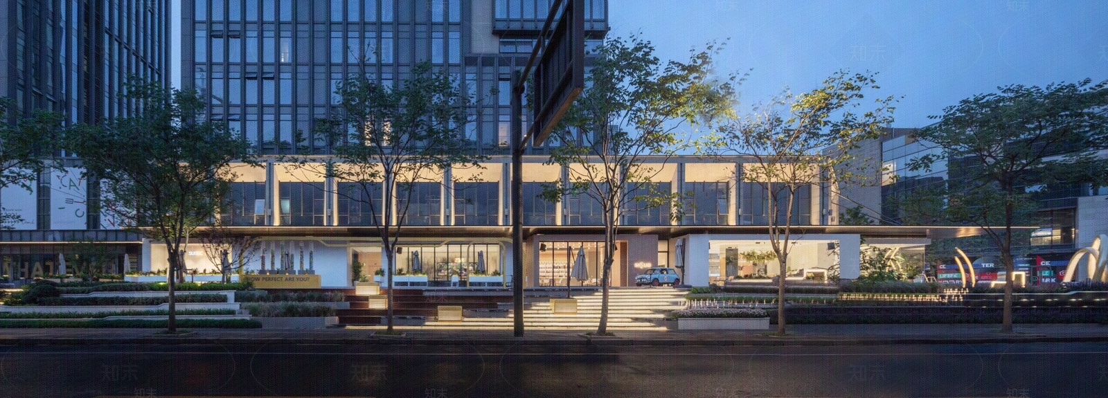 城市商业街街道夜景贴图下载【ID:1140986595】