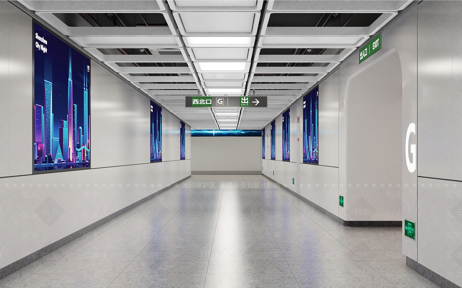 现代地铁通道走廊3D模型下载【ID:1140987229】