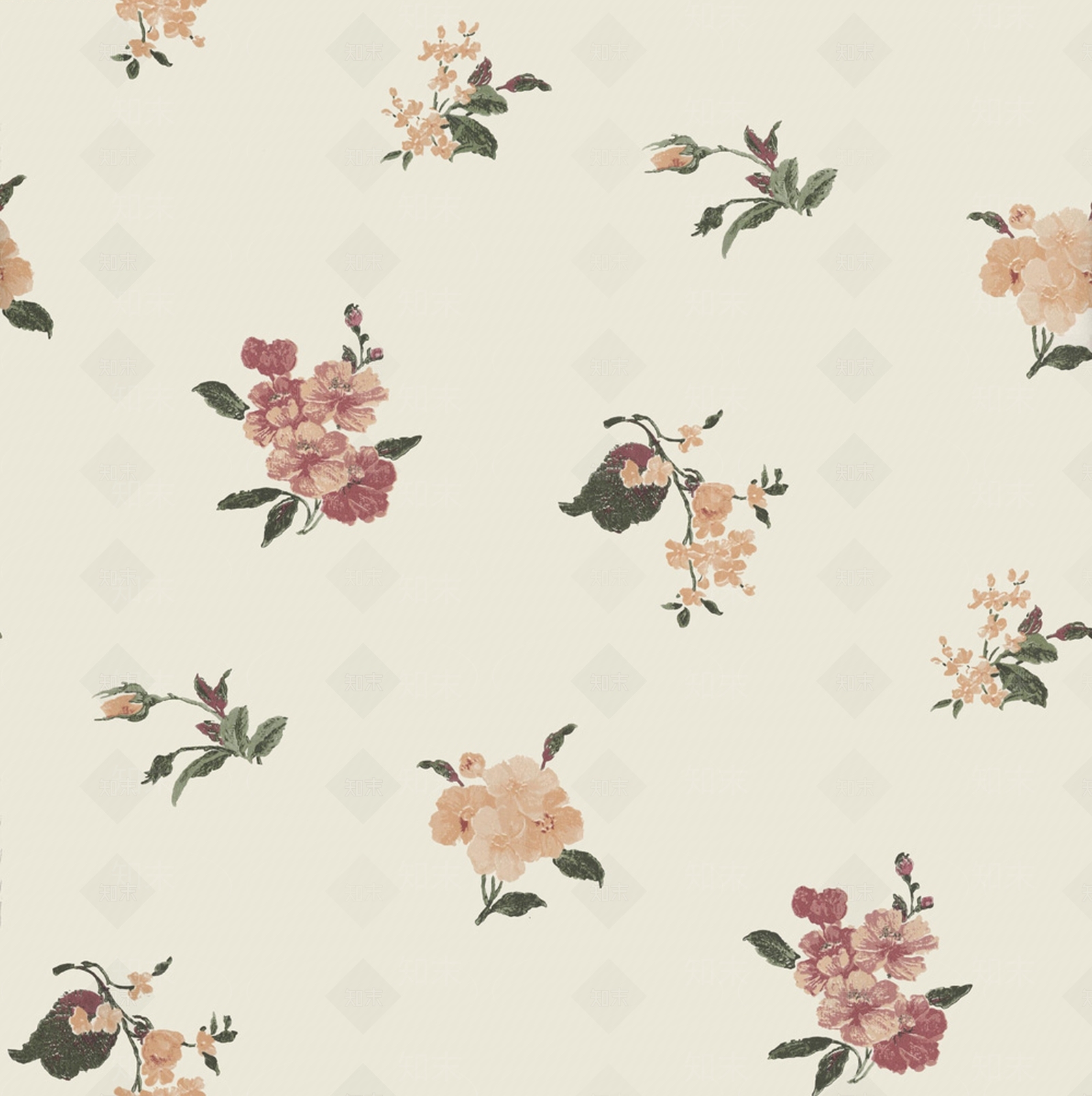 无缝欧式米黄色碎花壁纸贴图下载【ID:1140990456】