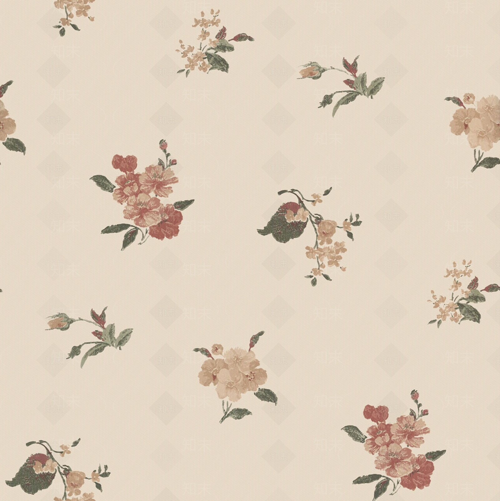 无缝欧式米黄色碎花壁纸贴图下载【ID:1140990592】