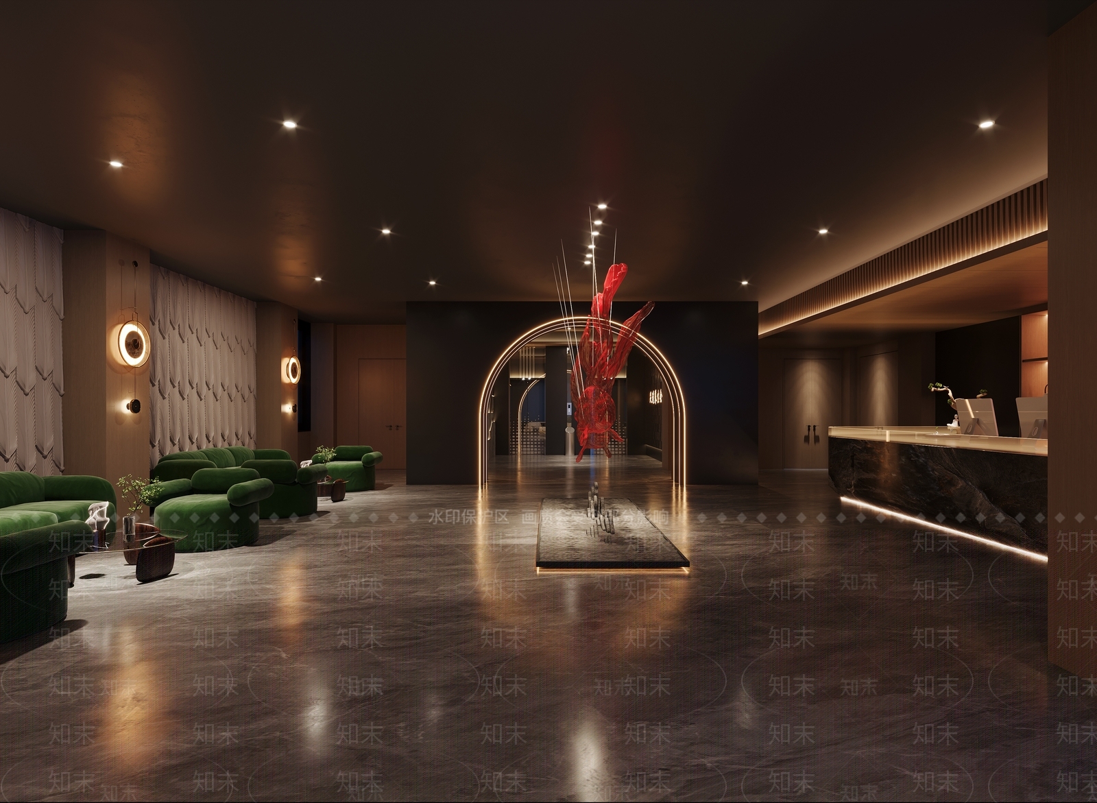 现代洗浴中心大厅3D模型下载【ID:1142962292】