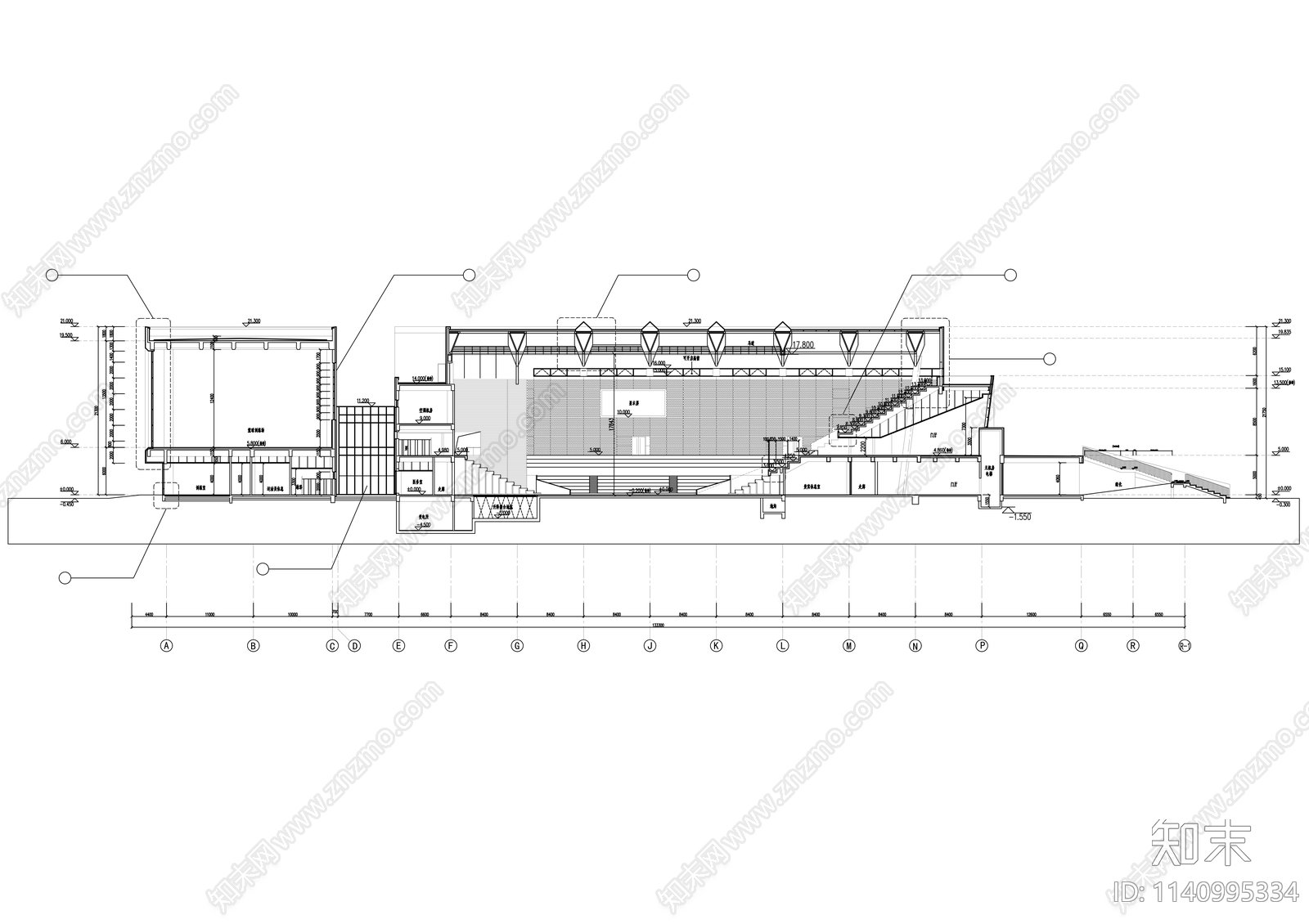 大学体育馆建筑cad施工图下载【ID:1140995334】