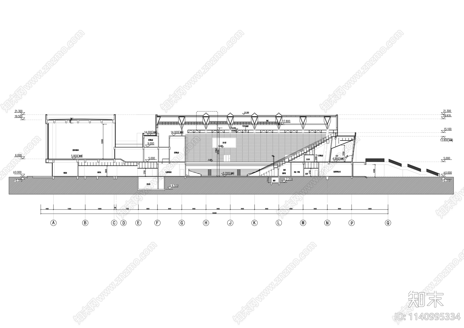 大学体育馆建筑cad施工图下载【ID:1140995334】