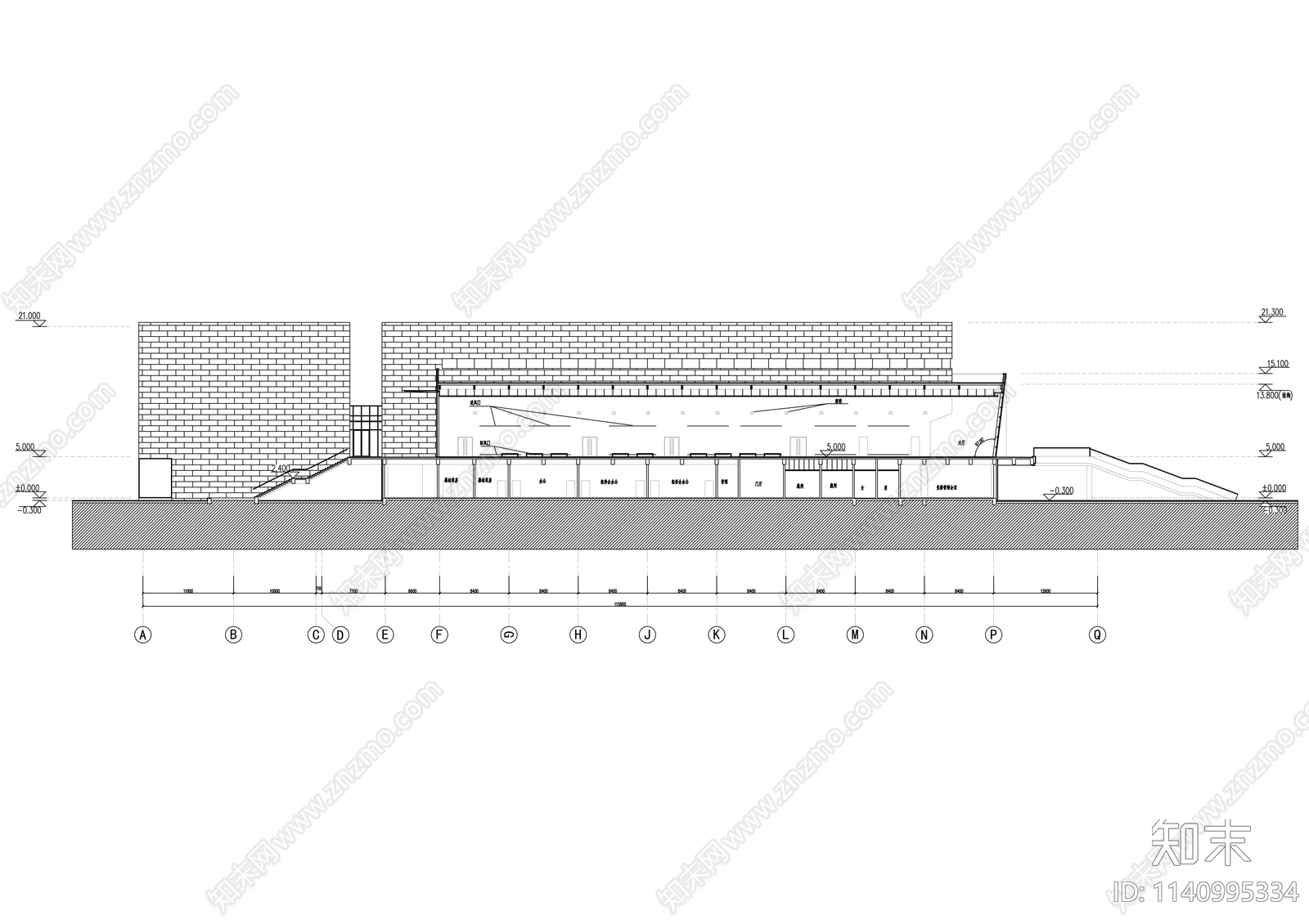 大学体育馆建筑cad施工图下载【ID:1140995334】