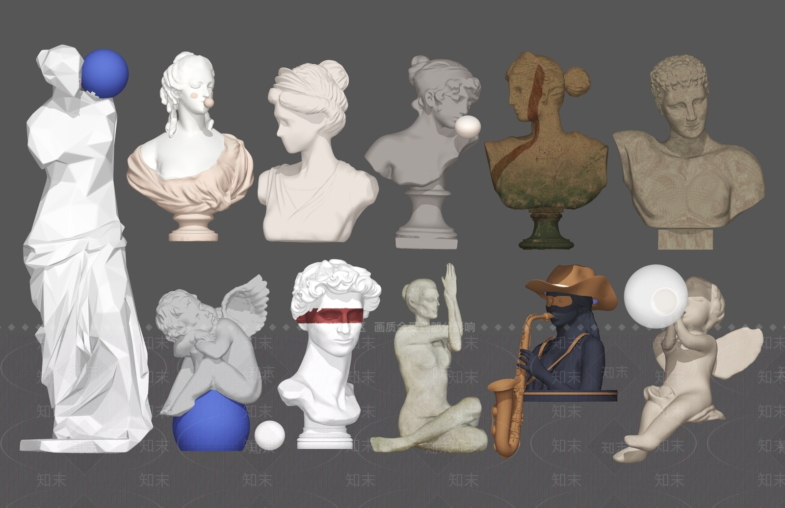 欧式人物雕塑装置SU模型下载【ID:1140998640】