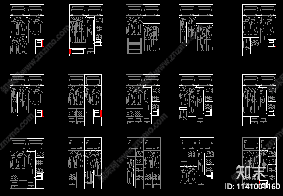 衣柜cad施工图下载【ID:1141001160】