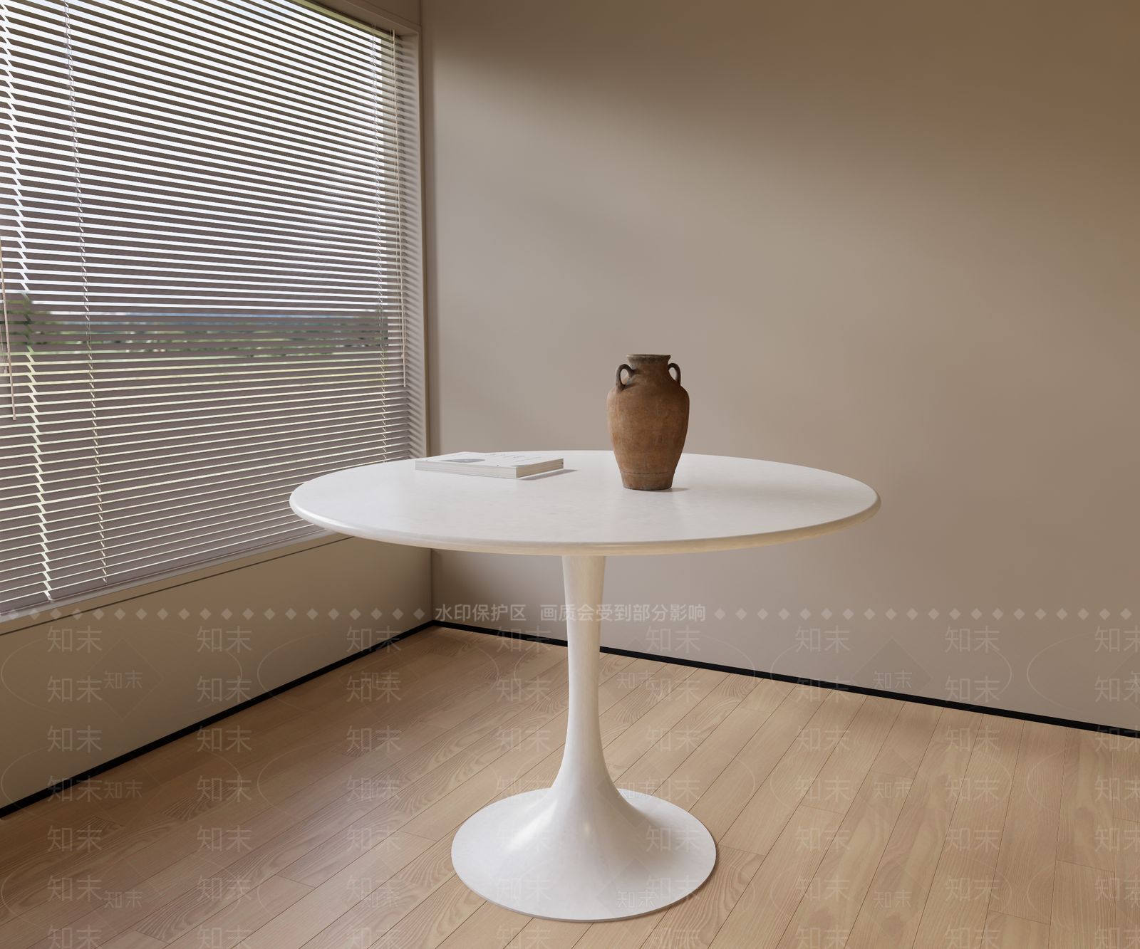 现代圆形餐桌SU模型下载【ID:1141001889】
