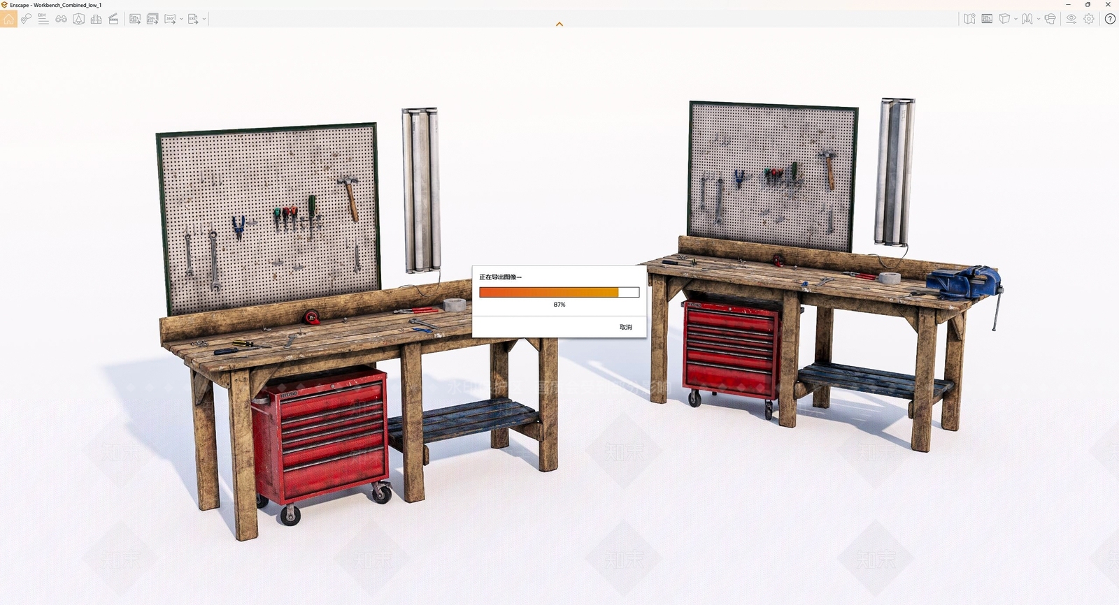 现代老旧工作台SU模型下载【ID:1141002236】