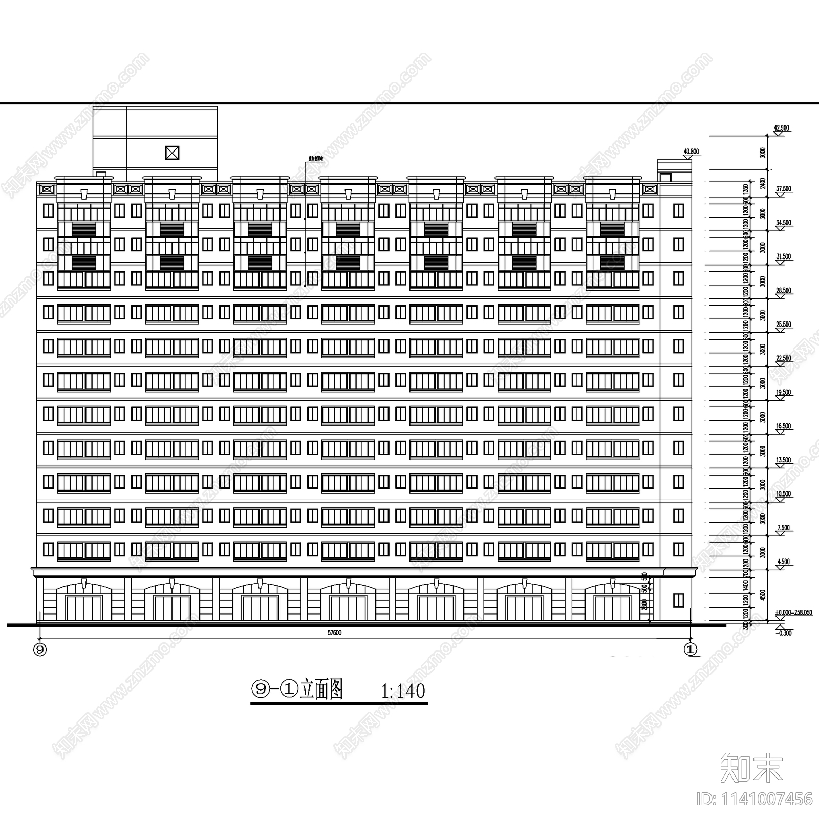 重庆八中学生公寓宿舍楼建筑cad施工图下载【ID:1141007456】